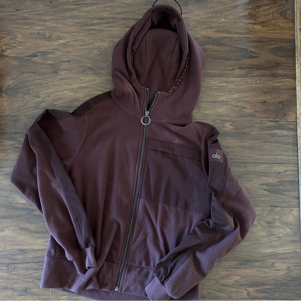 ALO Yoga Maroon hooded fleece Jacket